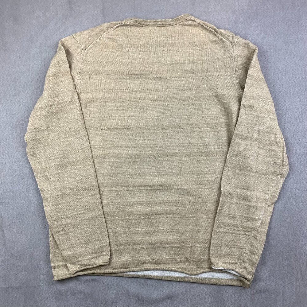 Victorinox Mens Sweater Large Beige Crewneck Long Sleeve Cotton Linen Pullover - Picture 5 of 5